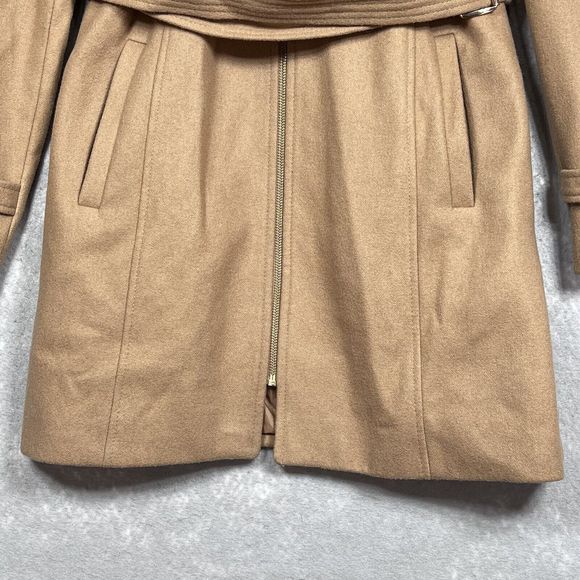 Michael Kors Coat Size 6 Camel Brown Wool Blended Zipper Belted Jacket - Picture 5 of 15